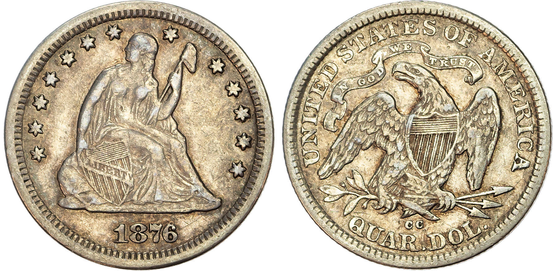 USA, Seated Liberty silver Quarter Dollar, 1876, Carson City