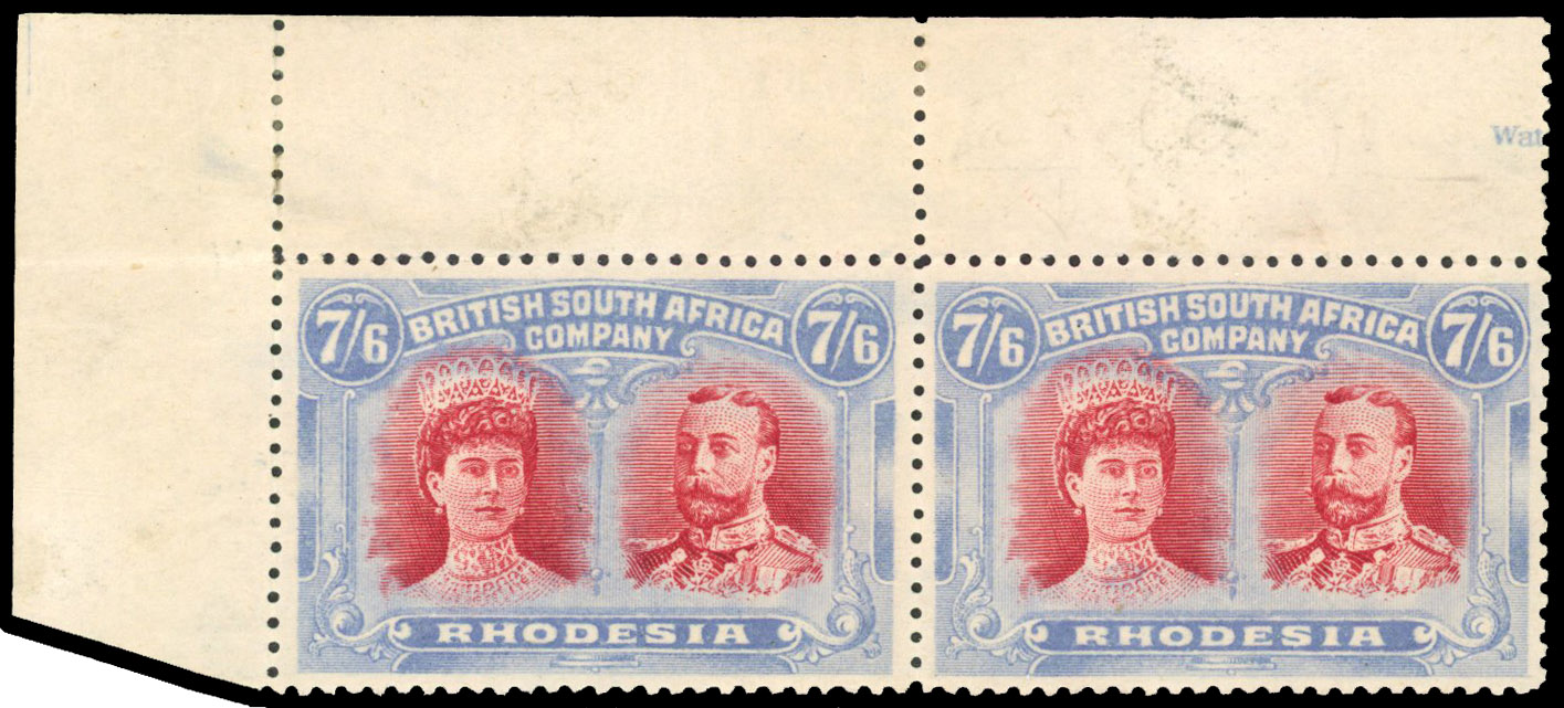 Rhodesia 1910-13 7s6d deep rose-red and grey-blue perf 14