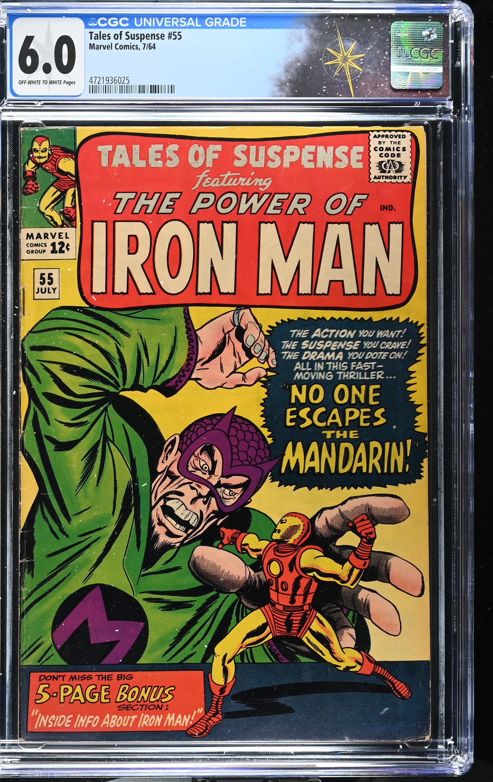 Tales of Suspense #55 CGC 6.0 Jack Kirby Cover and Stan Lee Script (Marvel Comics, 1964) Off-White to White Pages