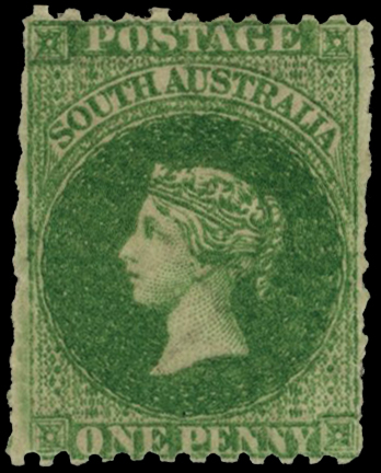 1868 1d bright green perf 11½-12 x roulette...