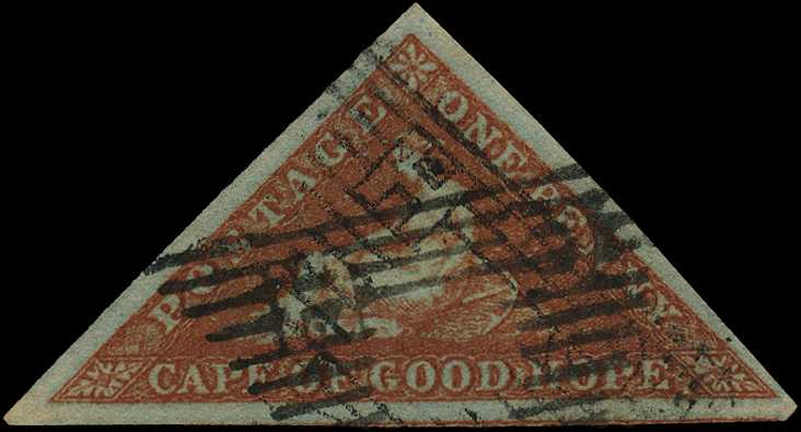 1853 1d deep brick-red on deeply-blued...