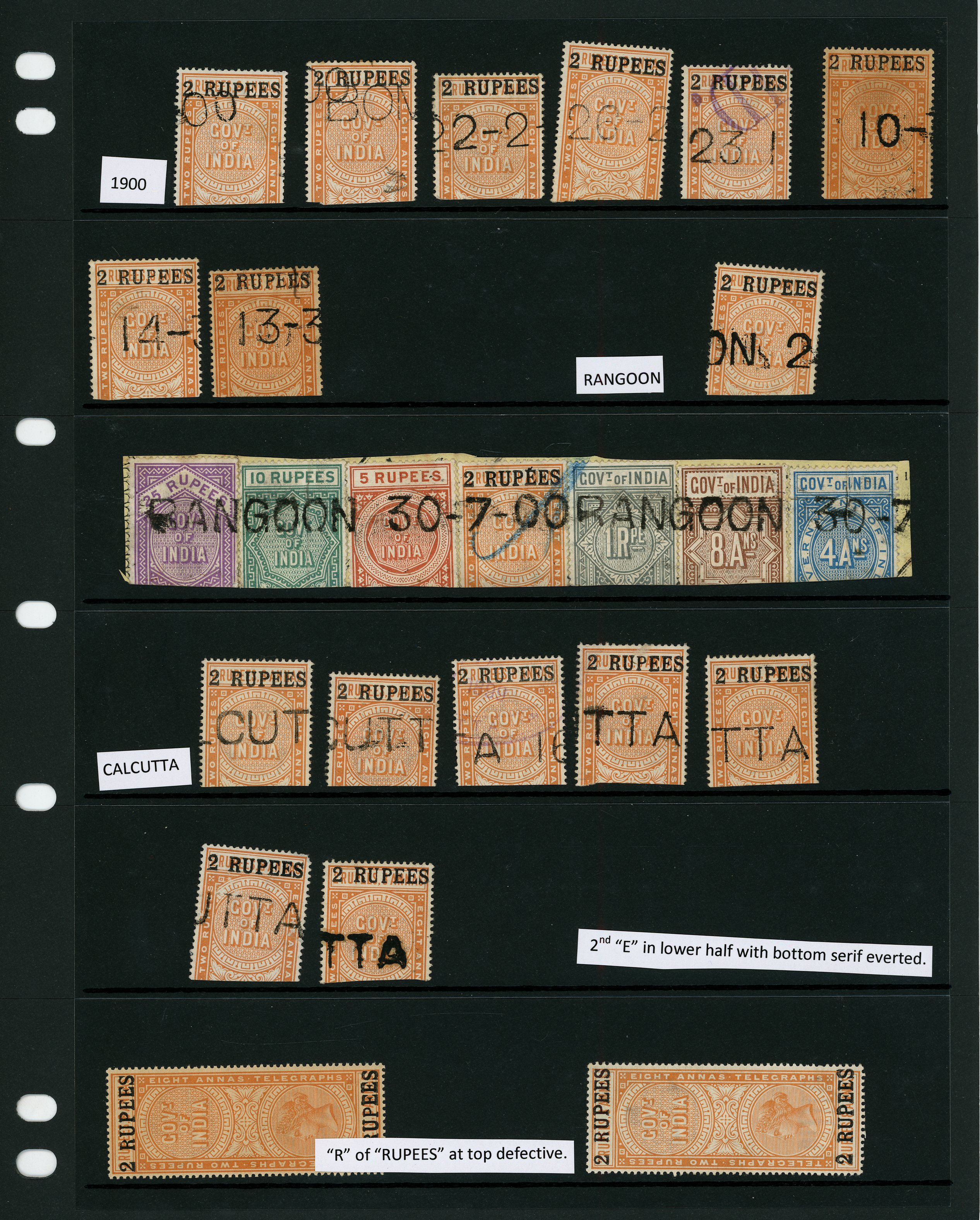 Telegraphs. 1899 2r on 2r8a Calcutta surcharge,...