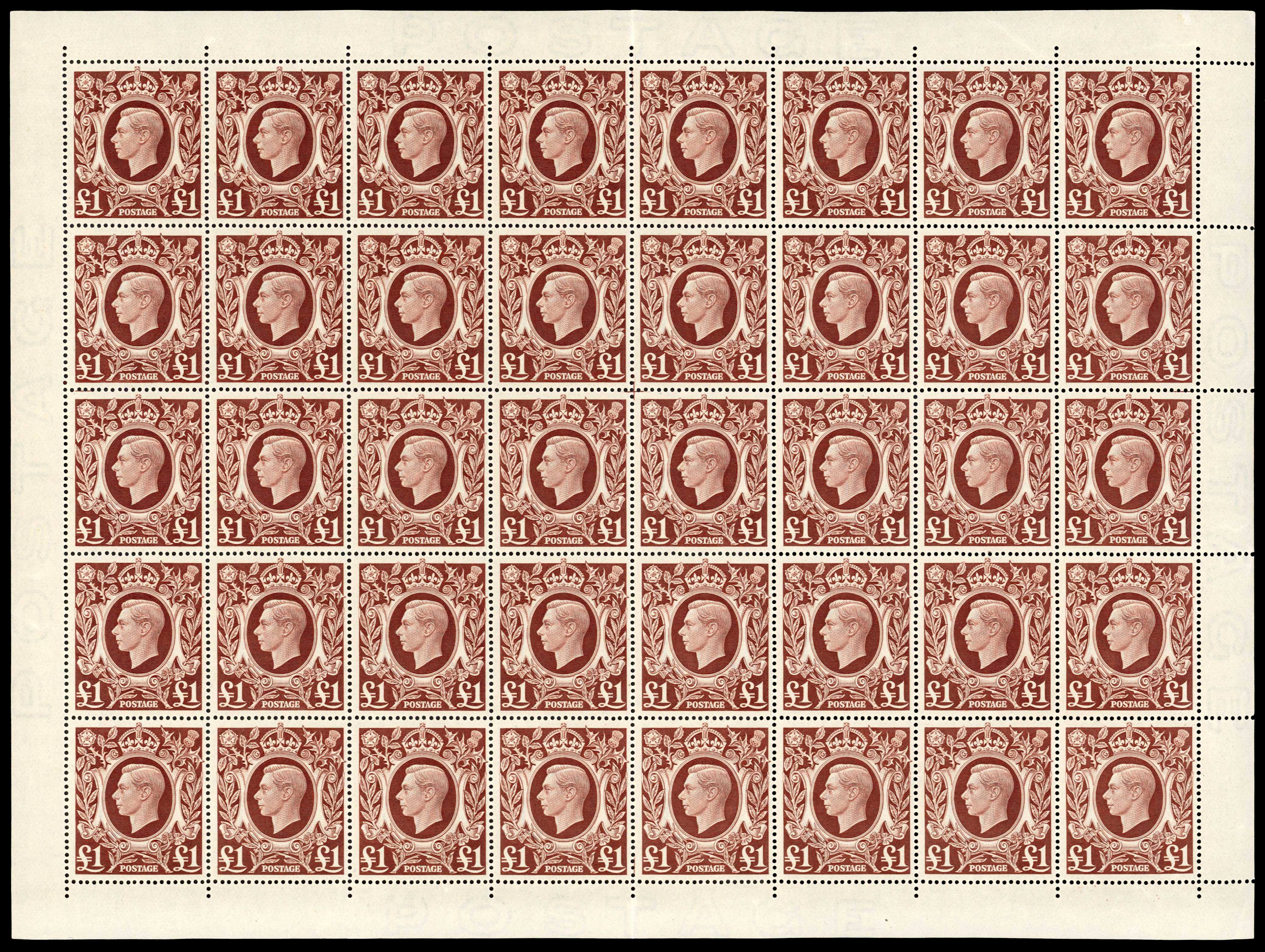Great Britain SG 478c complete sheet