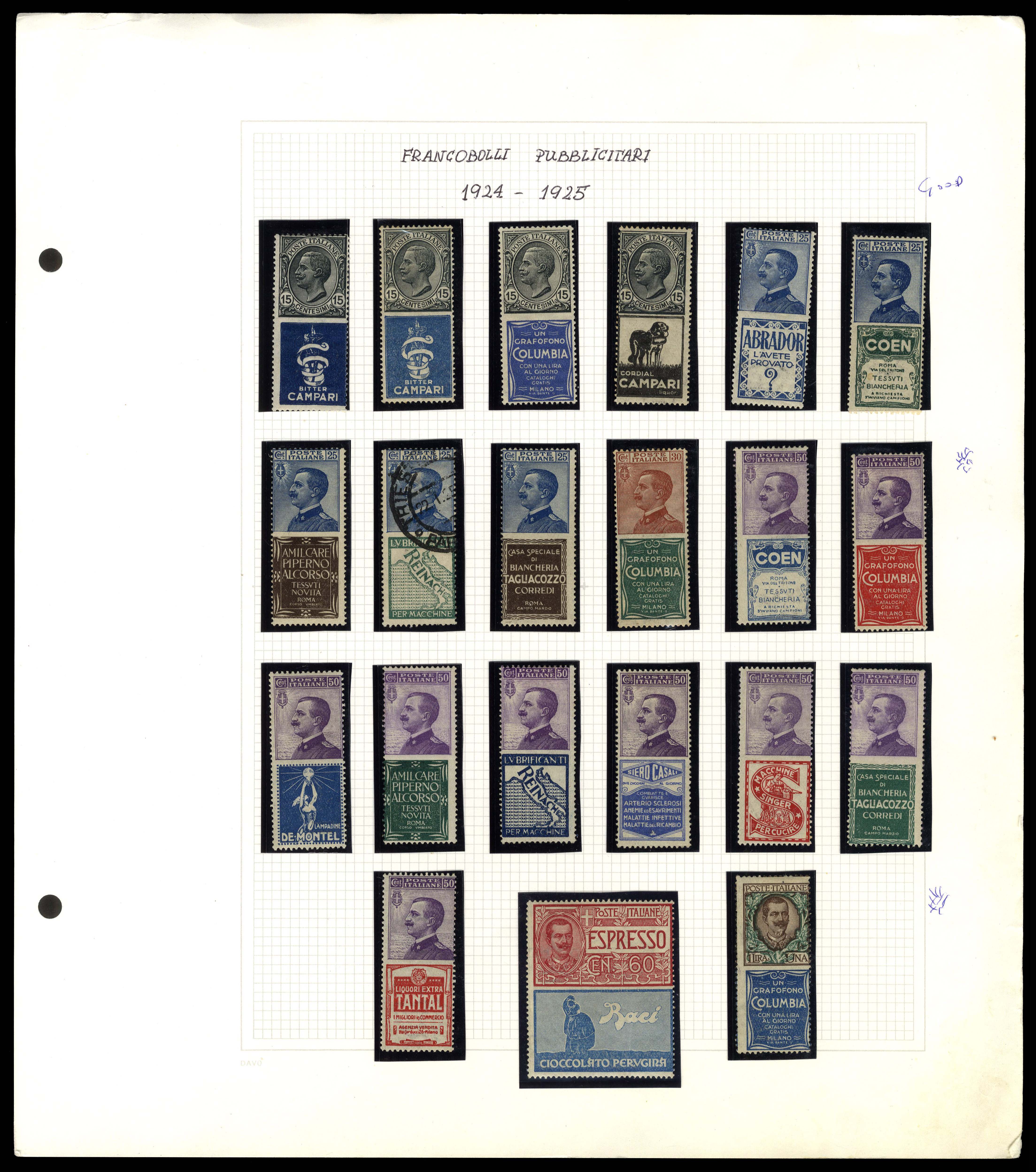 Italy 1924-25 Publicity stamps duplicated accumulation