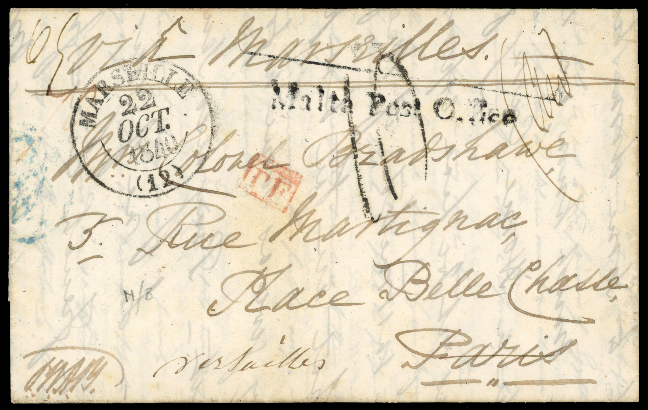 Malta pre-stamp entire to Paris