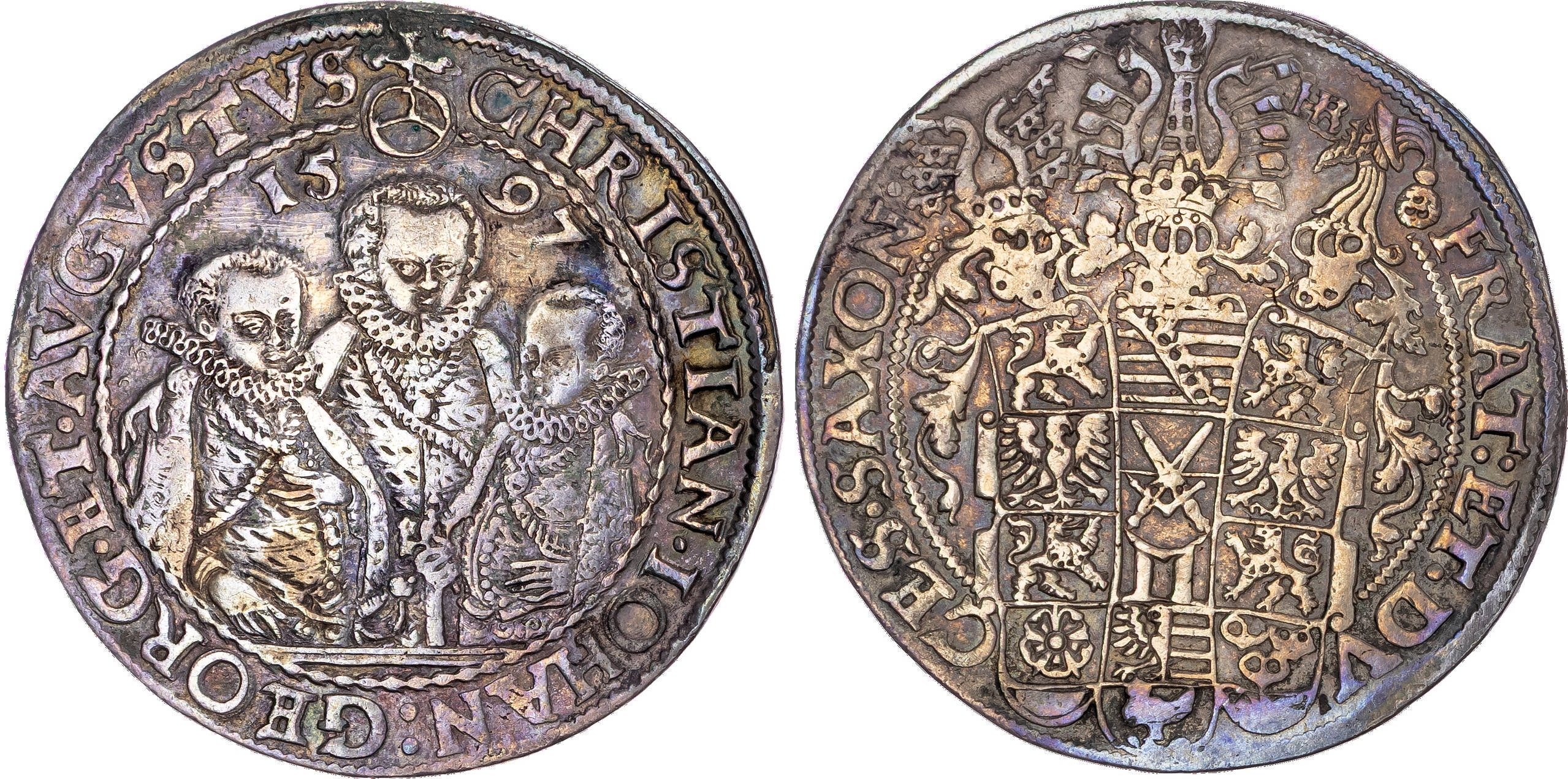 Germany, Saxony, Christian II, Johann Georg I & August (1591-1611), silver Taler, 1597