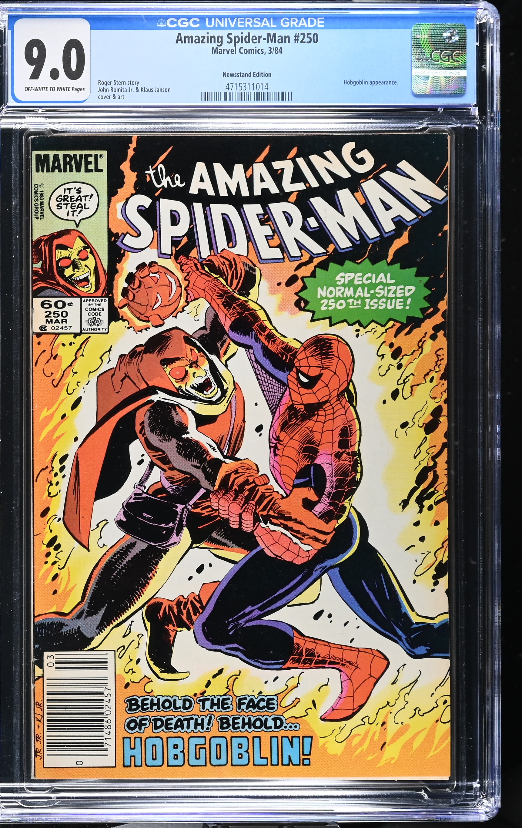Amazing Spider-Man #250 & #251 CGC 9.0 Hobgoblin Stories Newsstand Editions (Marvel Comic, 1984) Off-White to White Pages