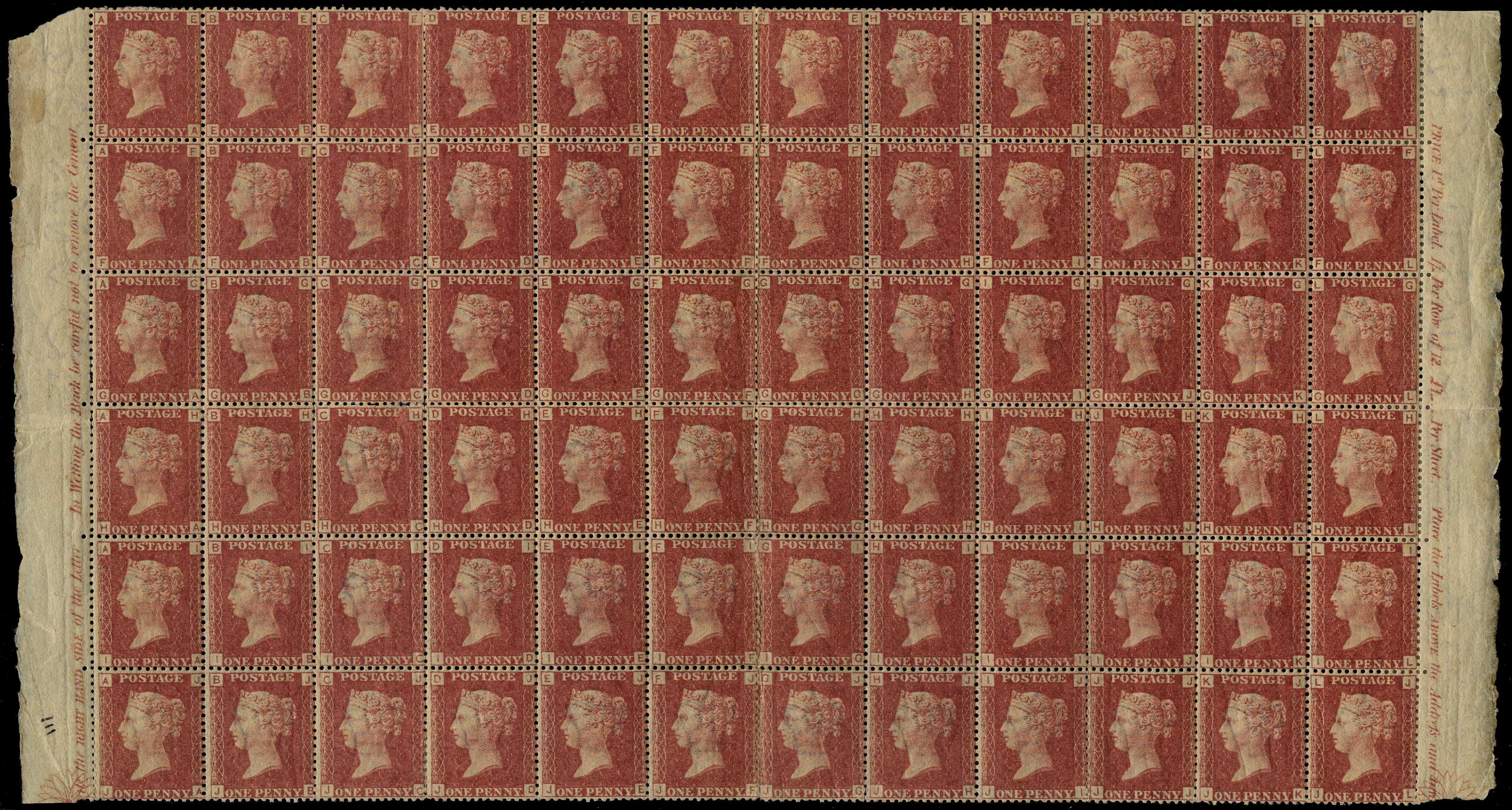 1864-79 1d rose-red Plate 111 (EA-JL), block...