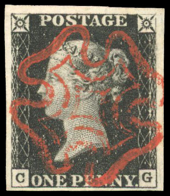 Great Britain 1d black Plate 1b CG used