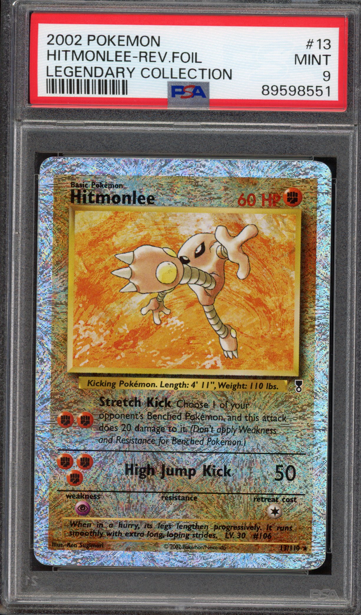 Pokémon TCG PSA 9 Hitmonlee 13 Reverse Foil, Legendary Collection