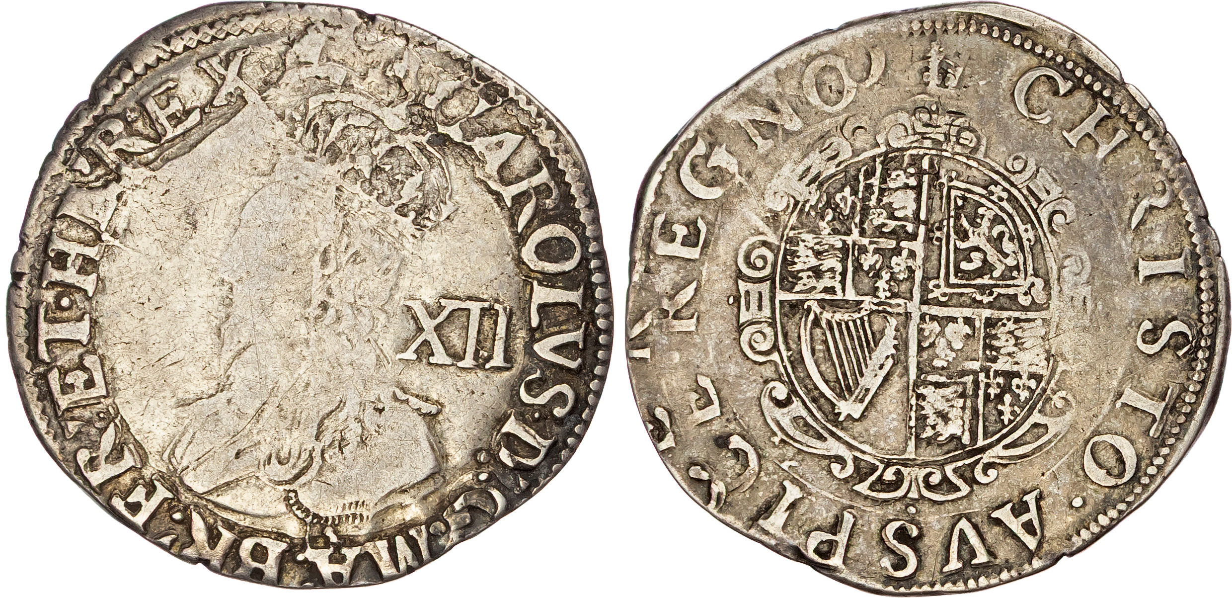 Charles I (1625-1649), AR Shilling, Group D, type 3a, Tower mint (under King), mm. crown (1635-6). 