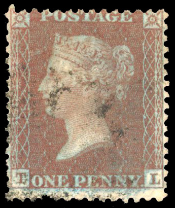 1856 1d Plum Pl.16 (Die II, Alphabet II, Wmk. Large Crown, Perf 14).