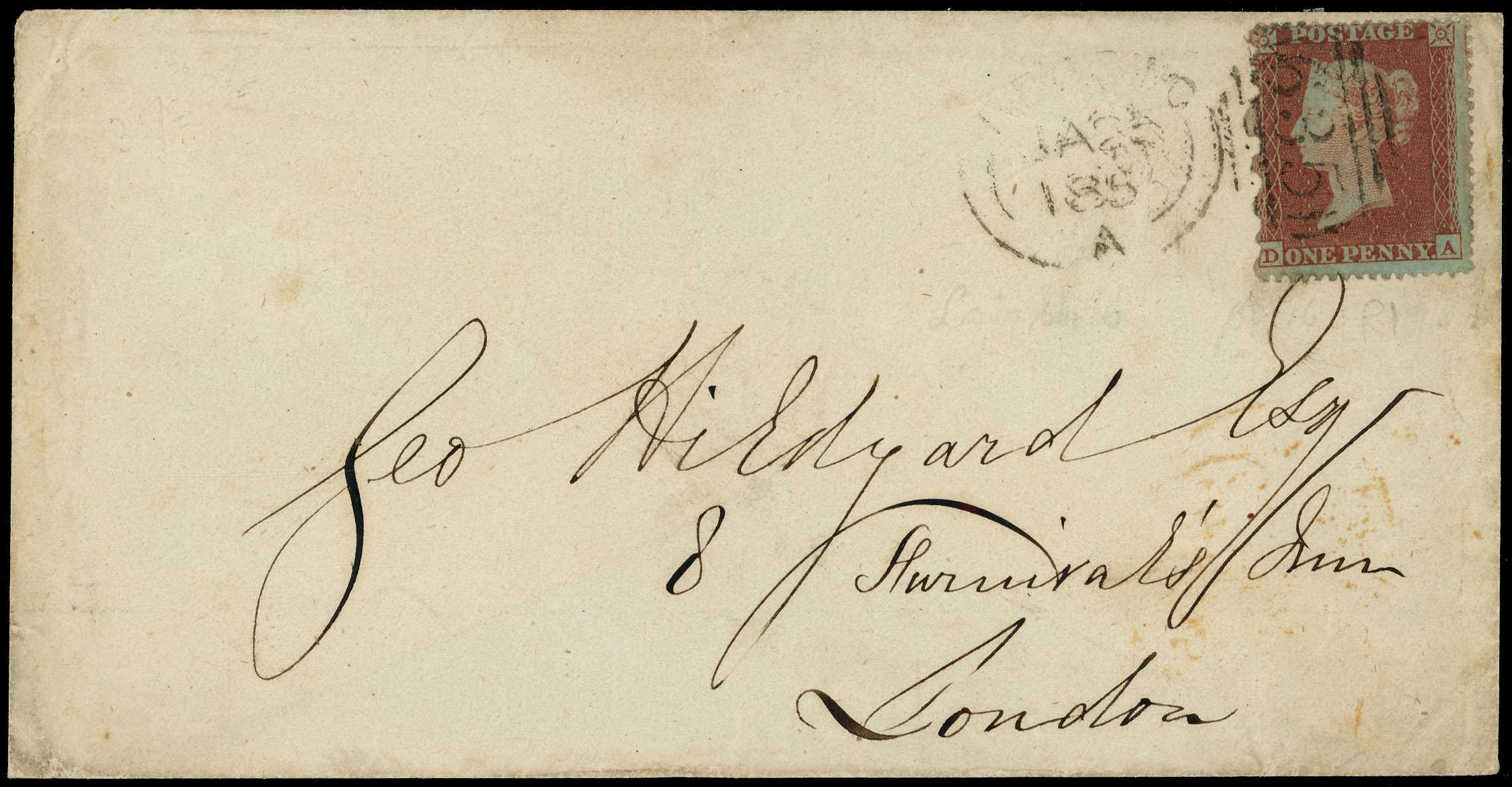 1854 1d Red-brown Pl.R6. Perf 7 Reading Biscuit