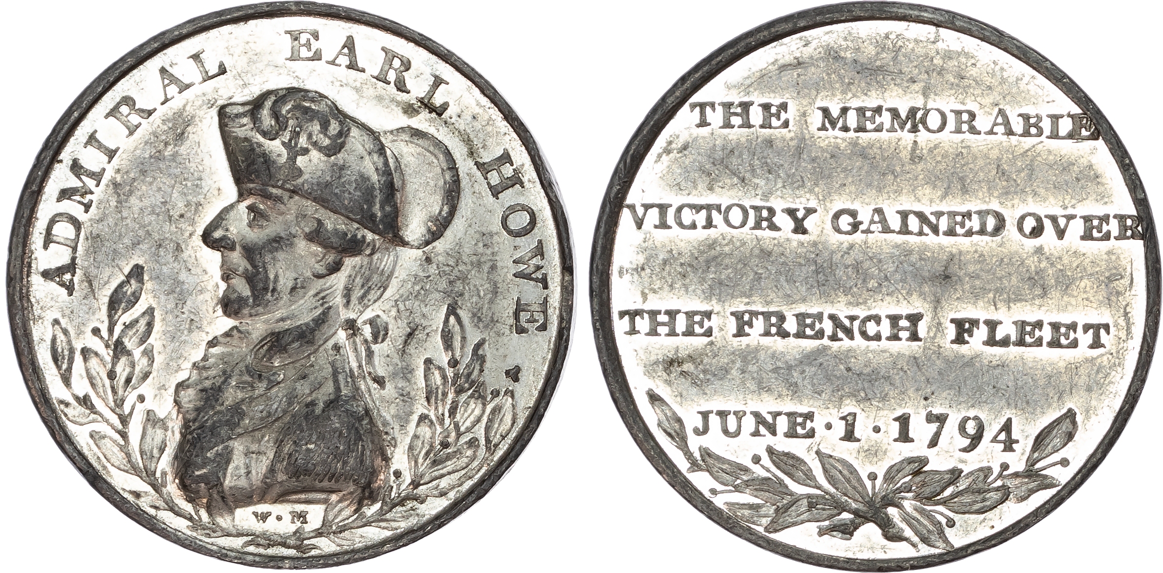Hants. Southampton, Admiral Earl Howe ‘medallic’ white-metal Penny 1794.