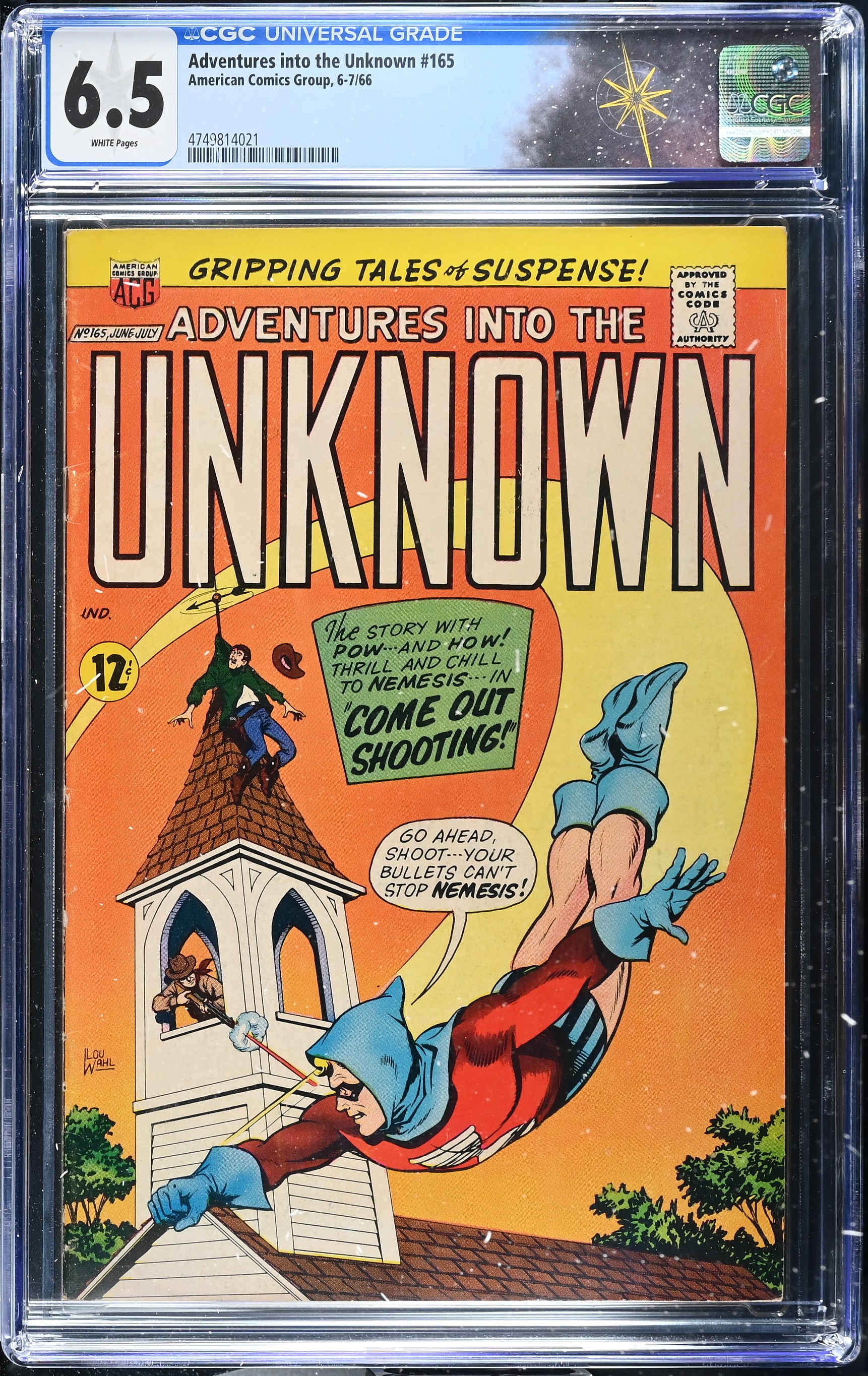 Adventures Into The Unknown #165 CGC 6.5 Cover by Kurt Schaffenberger (American Comics Group, 1966) White Pages