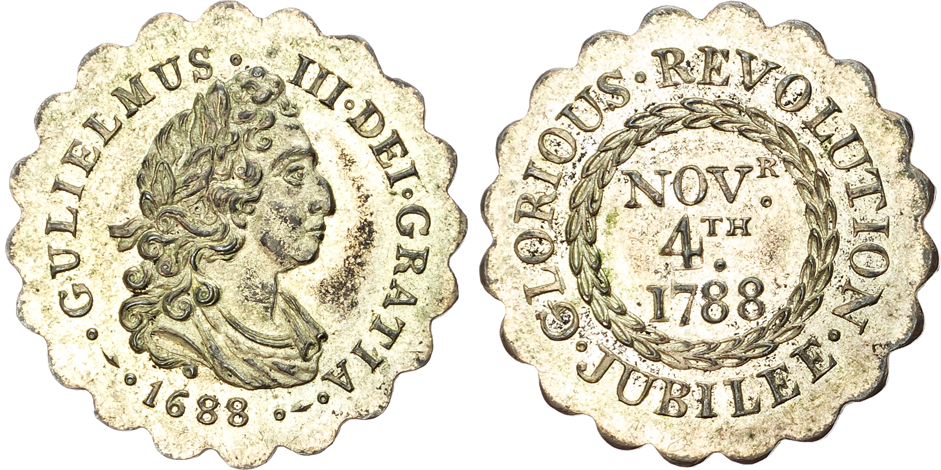 London, National Series , Glorious Revolution Jubilee copper-gilt Halfpenny 1788, bust right of Willian IV, rev. NOVR 4t …