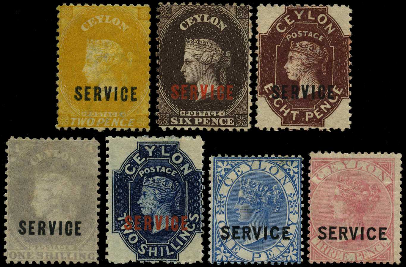 1869 Official Stamps overprinted "SERVICE",...