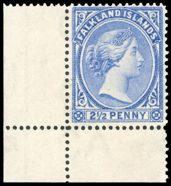 Falkland Islands SG 27 var 1891-1902 2½d very pale chalky ultramarine