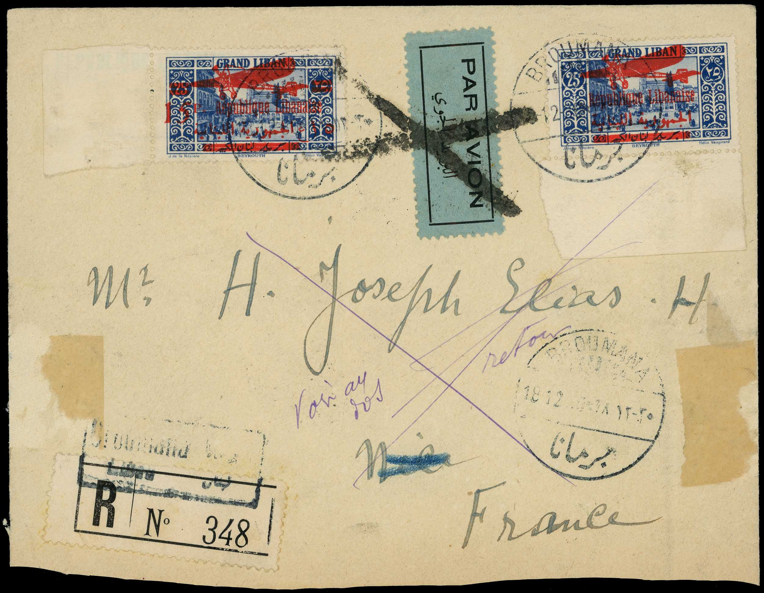 POSTAL HISTORY: 1930 registered airmail...