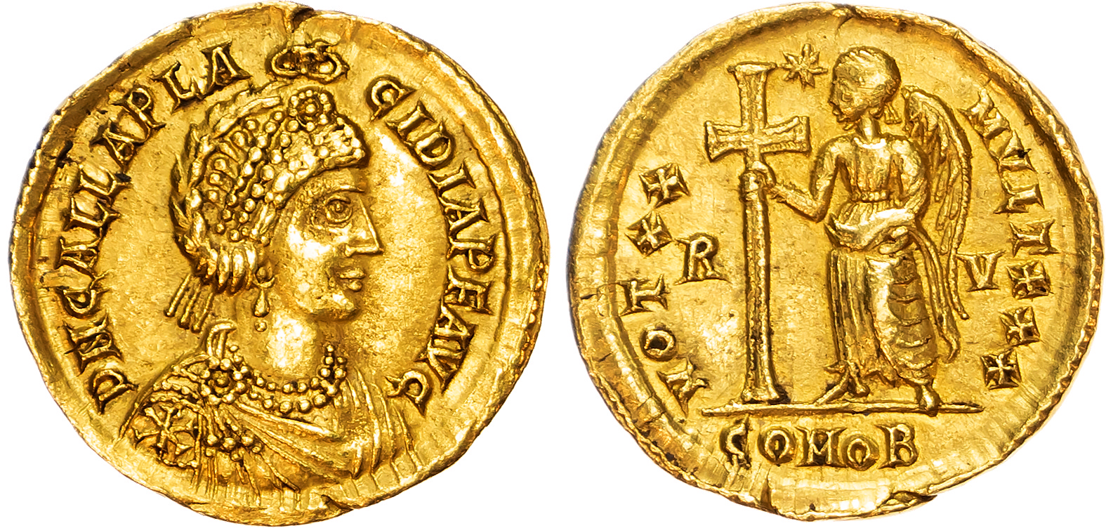 Galla Placidia (Mother of Valentinian III) Augusta, AD 421-450, AV Solidus, Ravenna, c. AD 426-430, 4.46g.