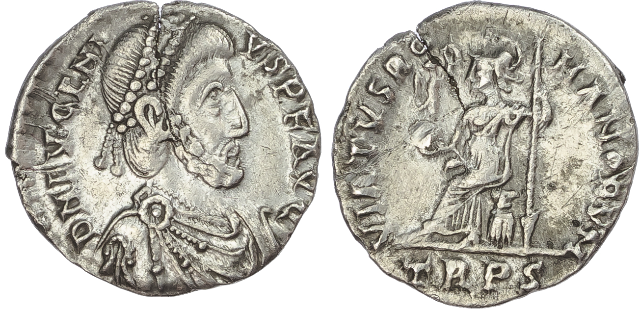 Eugenius (AD 392-394) AR Siliqua, Trier, 1.77g.