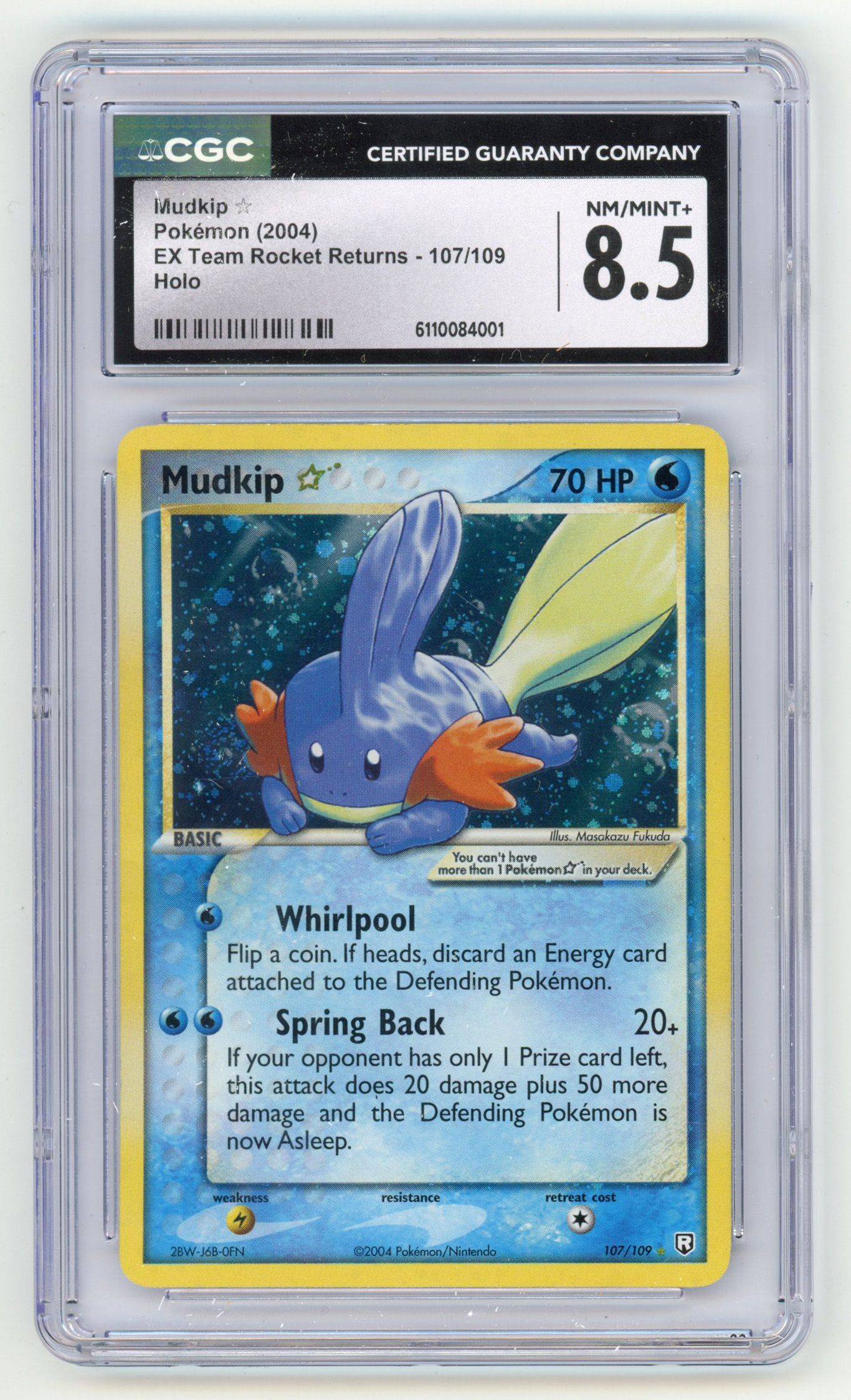 CGC 8.5 Mudkip Goldstar #107 Holo - EX Team Rocket Returns