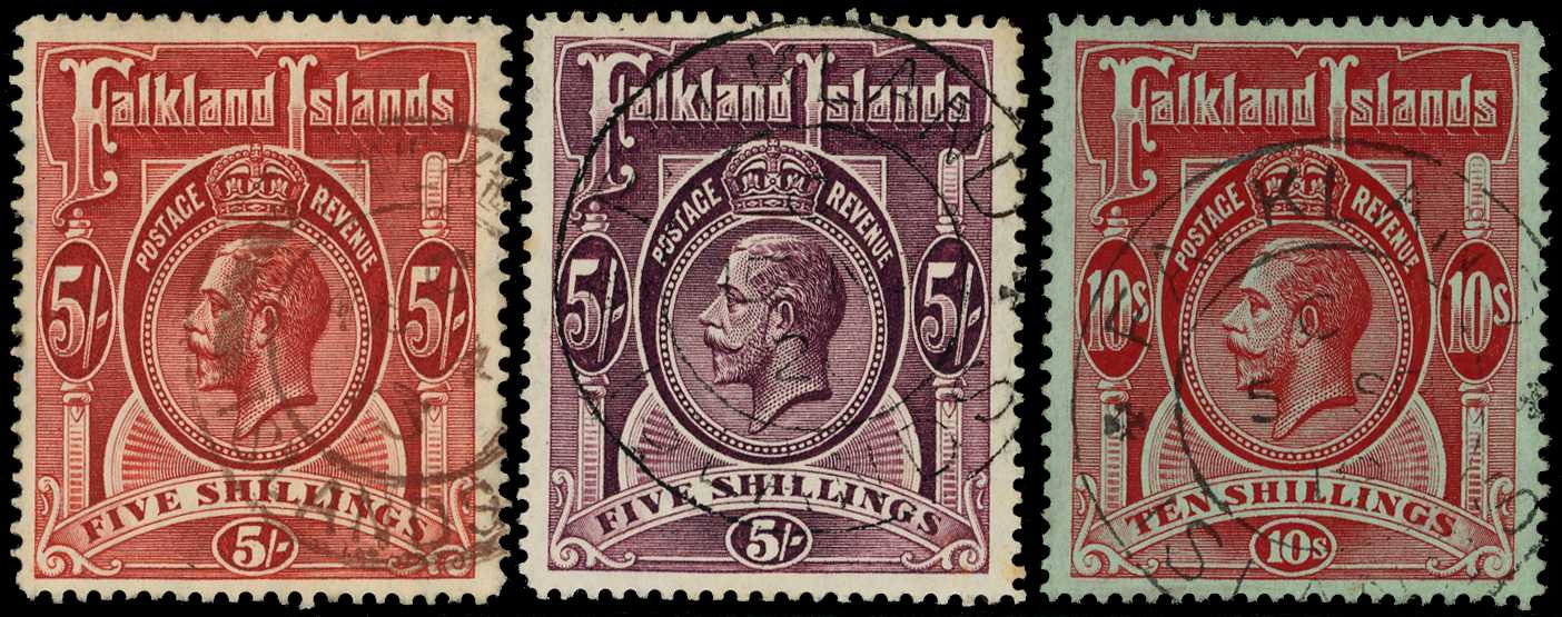 1912 5/- deep rose-red, 1916 5/- maroon and...