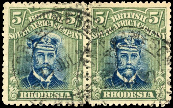 Rhodesia 5/- SG 255n horizontal pair used