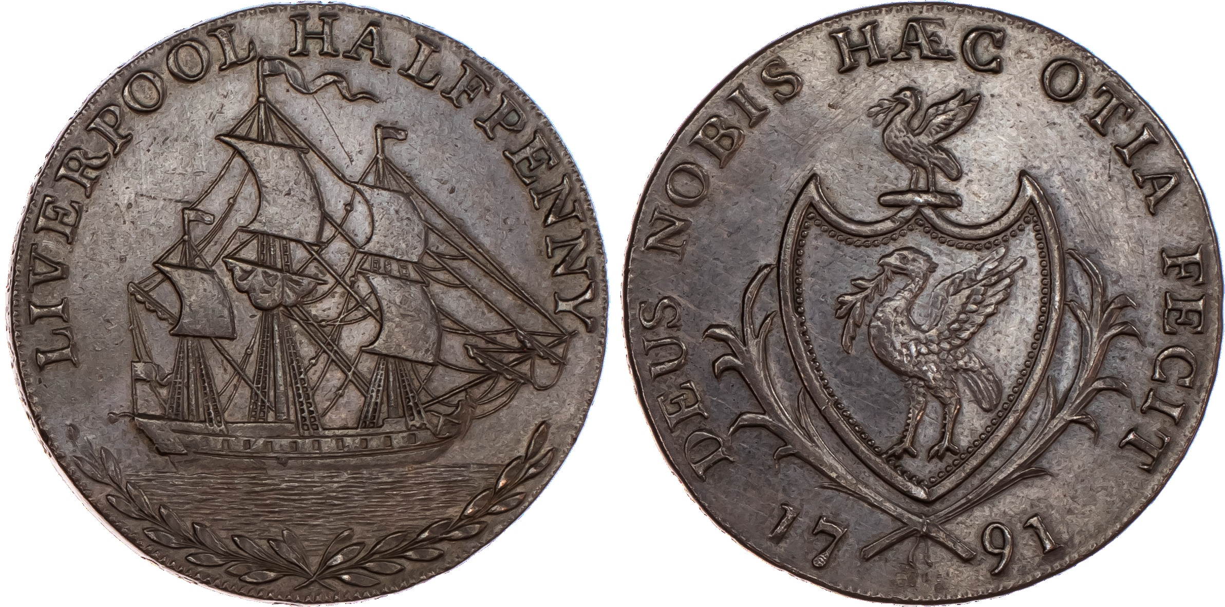 Liverpool, Thomas Clarke Halfpenny 1791, obv....