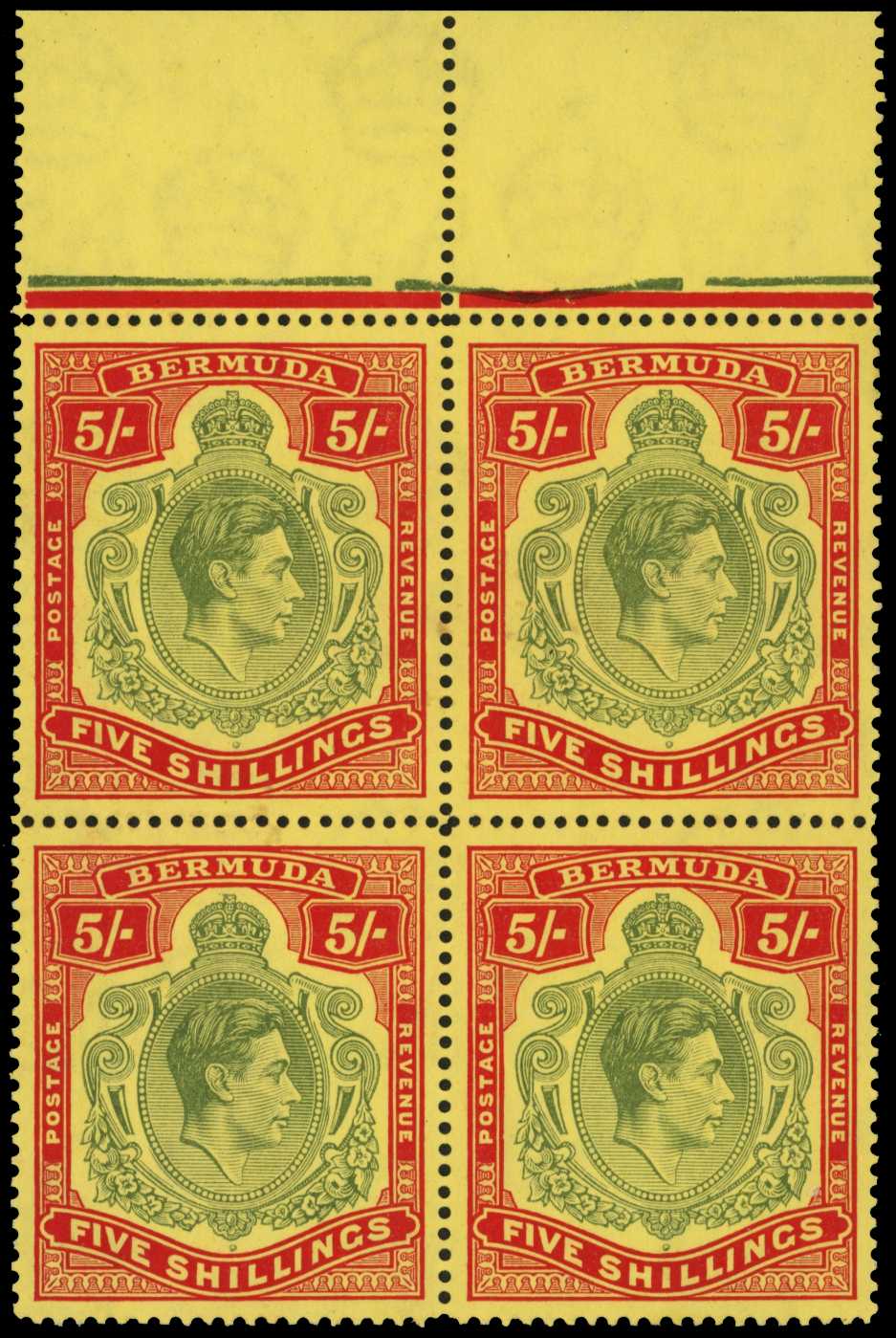 1941 5/- dull yellow-green and red on...