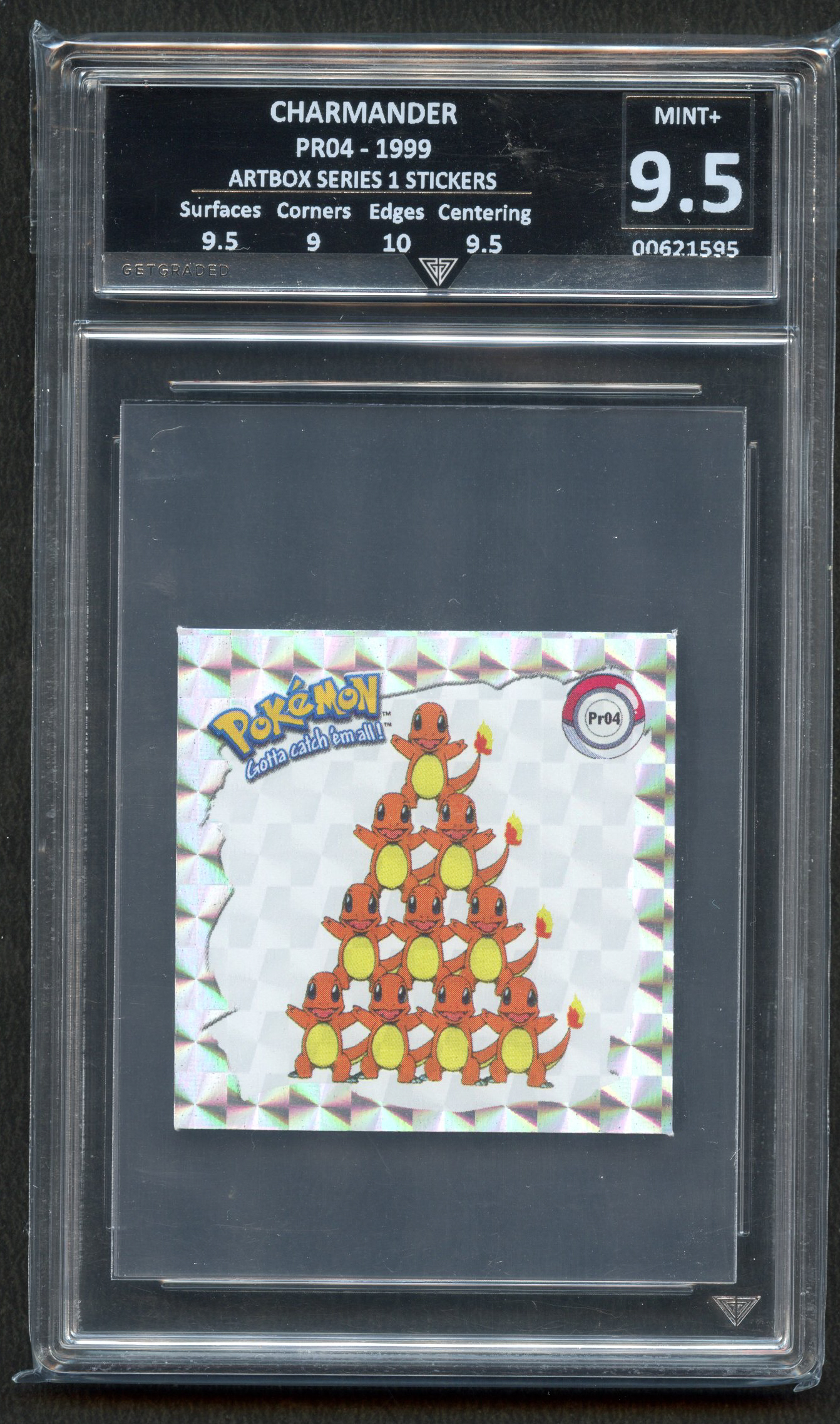 Get Graded 9.5 Charmander Artbox Series 1 Stickers PR04 1999