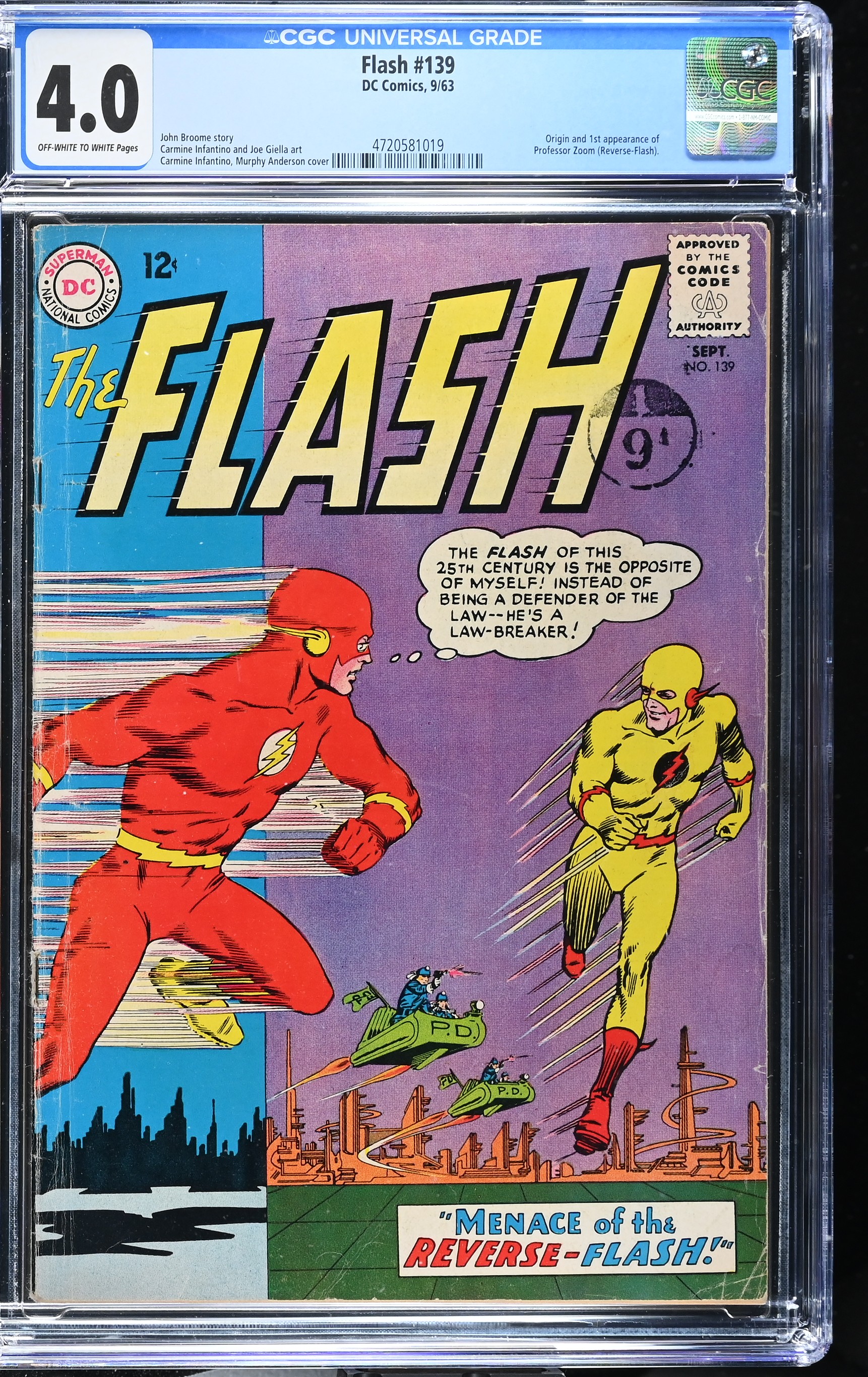 The Flash #139 CGC 4.0 1st Appearance of Reverse-Flash (DC Comics, 1963) Off-White to White Pages
