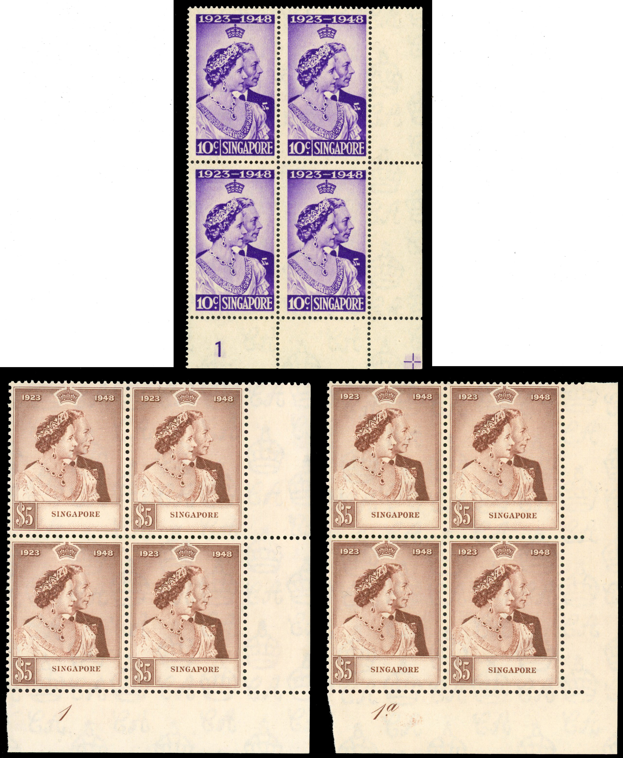 Singapore SG 32 Plate blocks mint