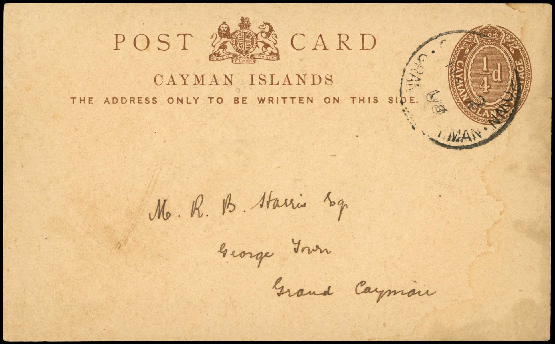 1908 Group of three ¼ Postal Cards (HG 2)...