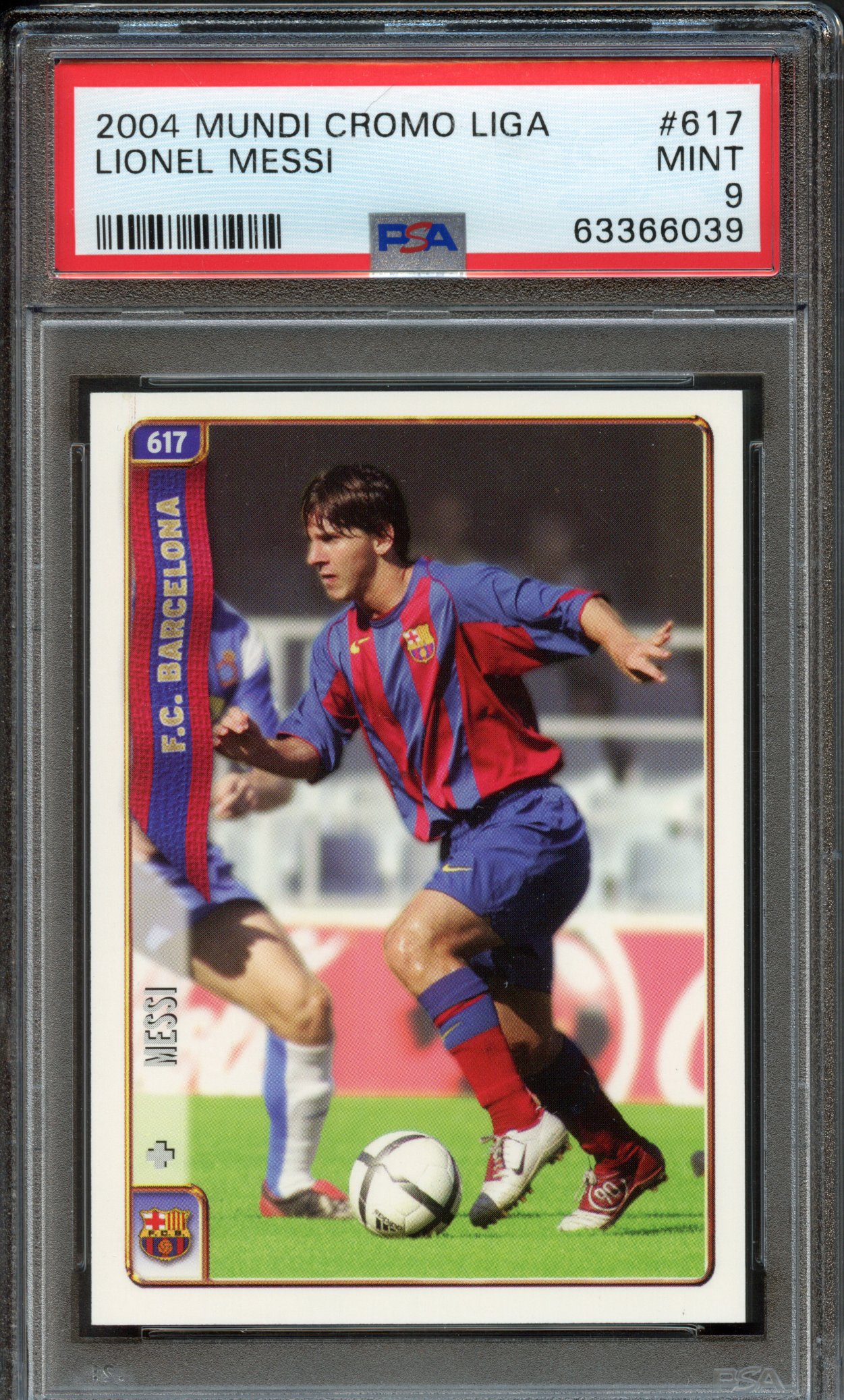 <p>PSA 9 2004 Lionel Messi ROOKIE Mundi Cromo Liga</p>