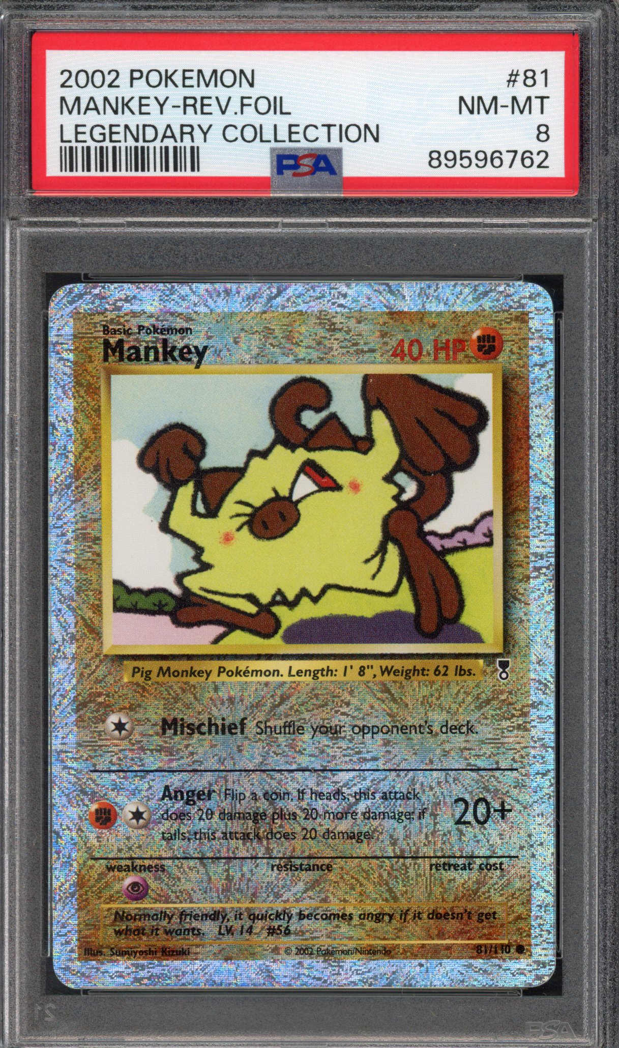 Pokémon TCG PSA 8 Mankey 81 Reverse Foil, Legendary Collection