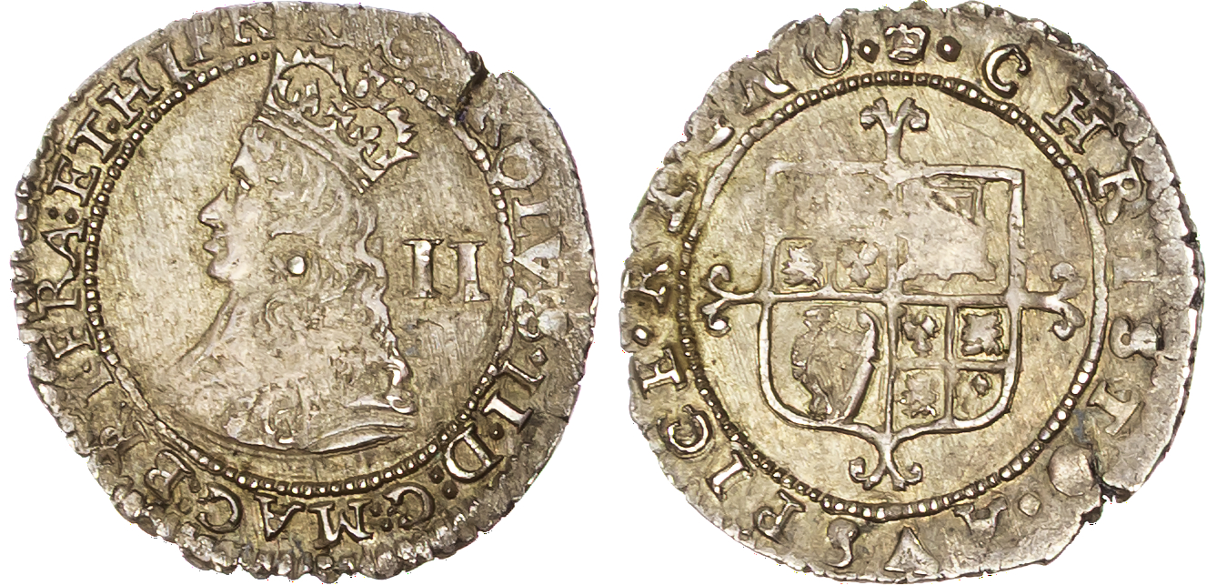Charles II (1660‑1685), AR Twopence, Third Hammered Issue, London Mint, mm. crown.