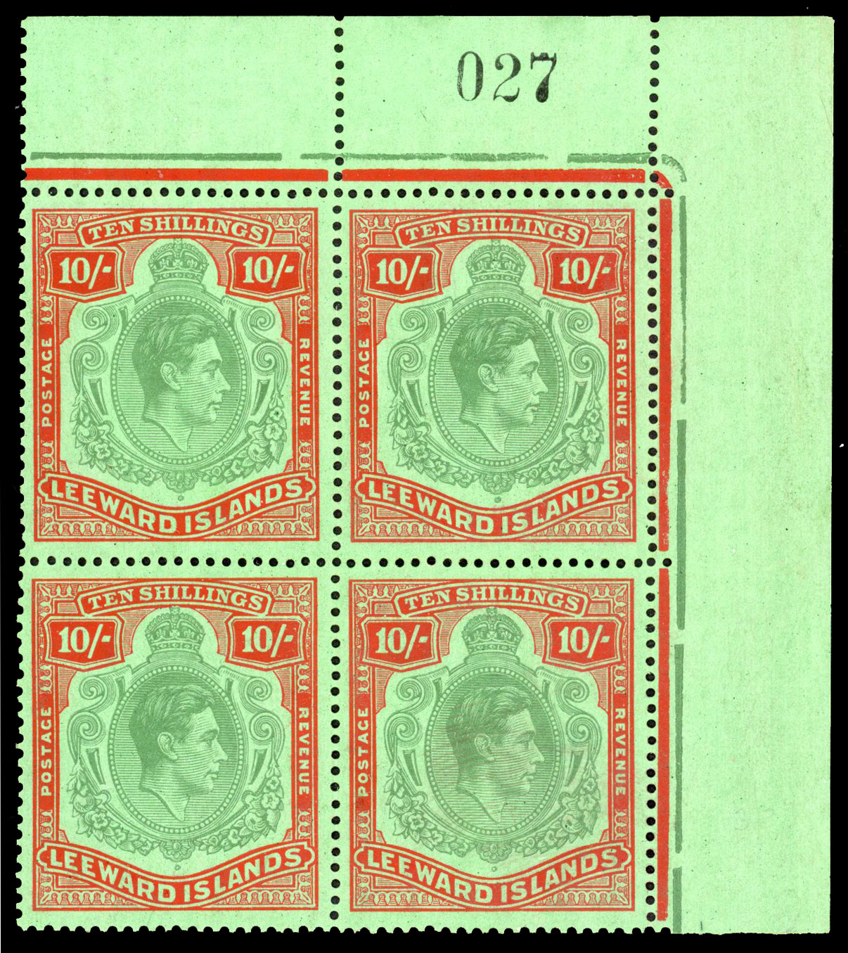 Leeward Islands SG 113 block mint