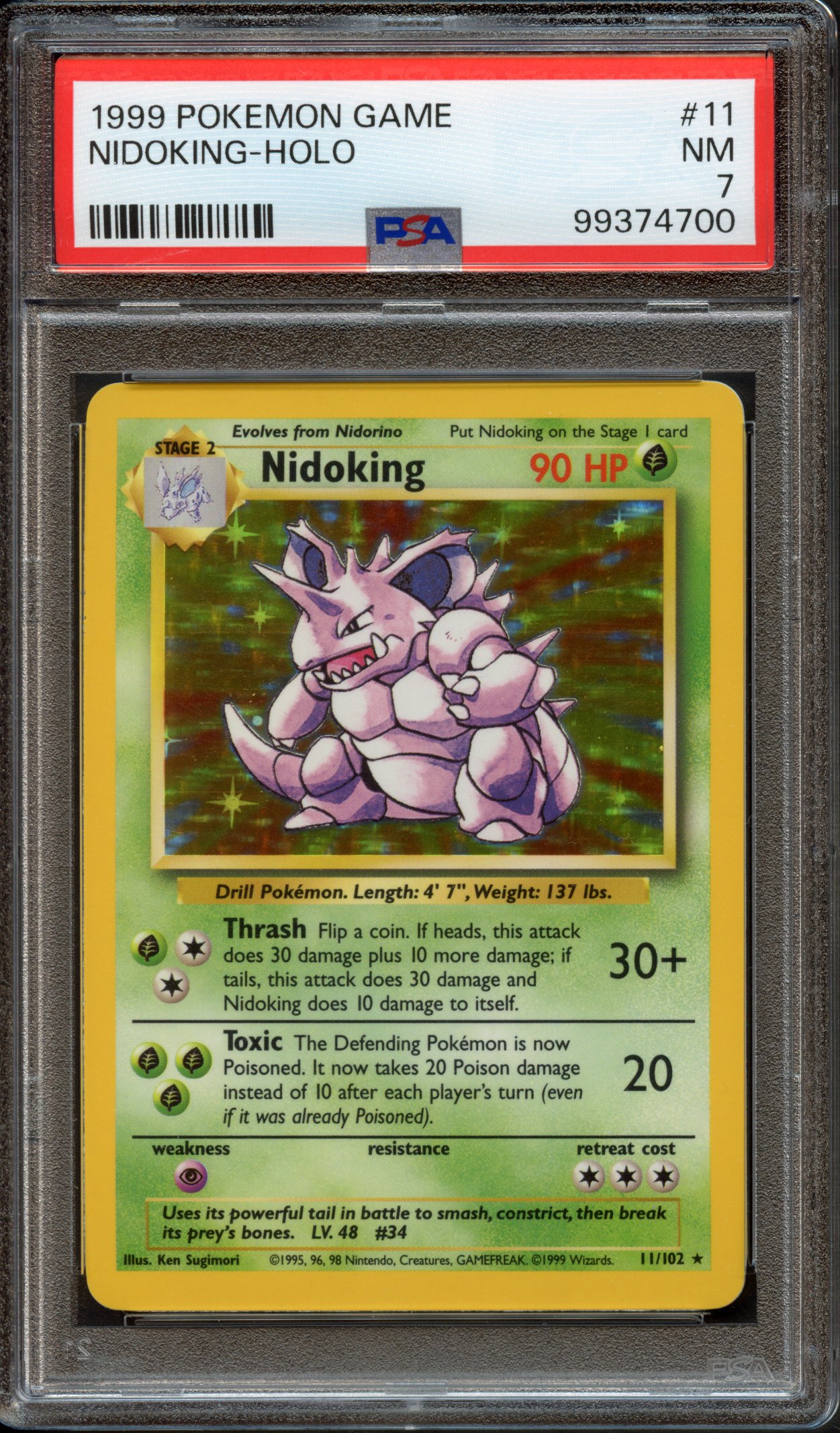 PSA 7 Nidoking Holo #11 - Base Set Unlimited 1999