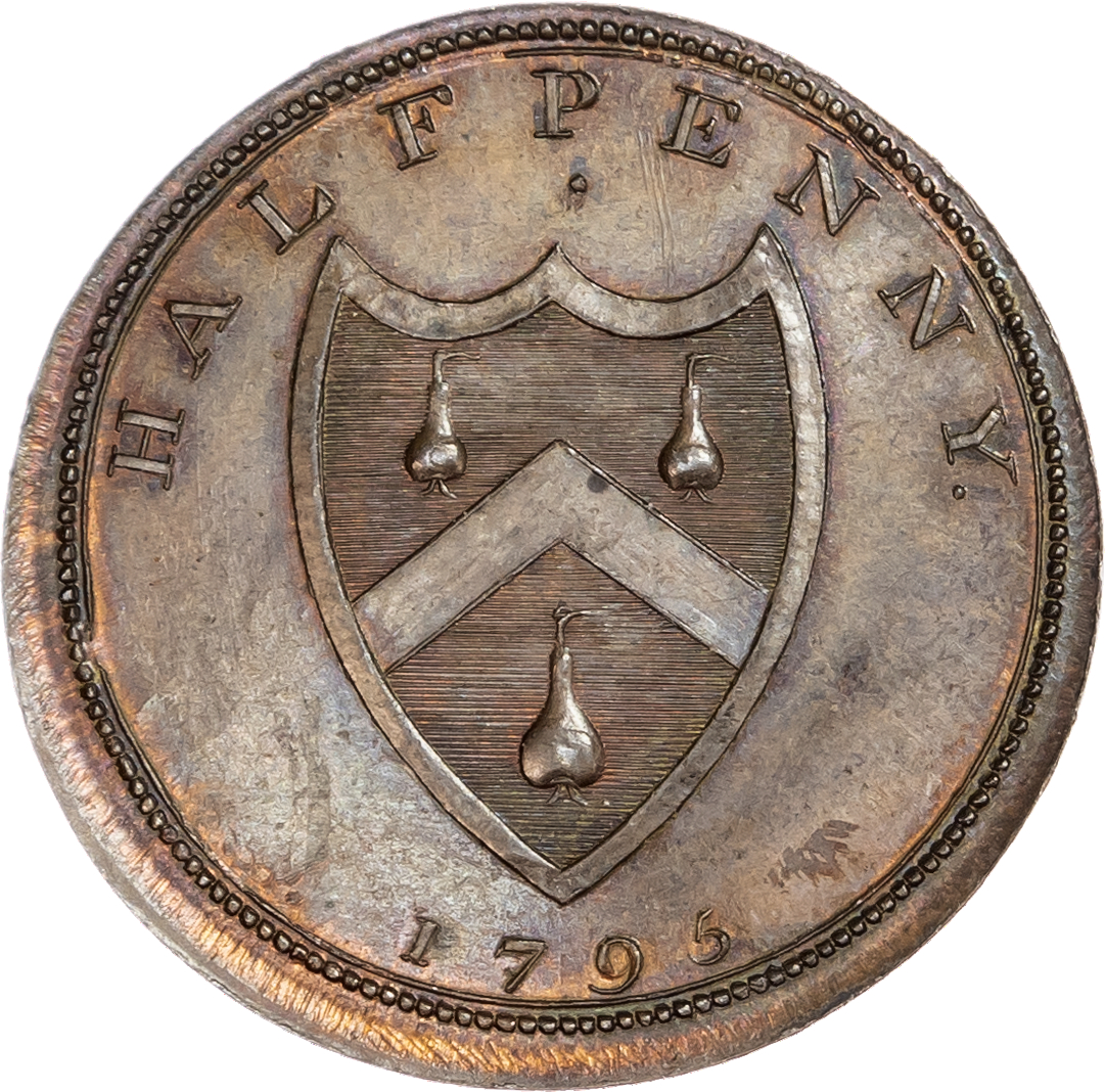 London - Soho, Robert Orchard, Skidmore’s mule Halfpenny 1795