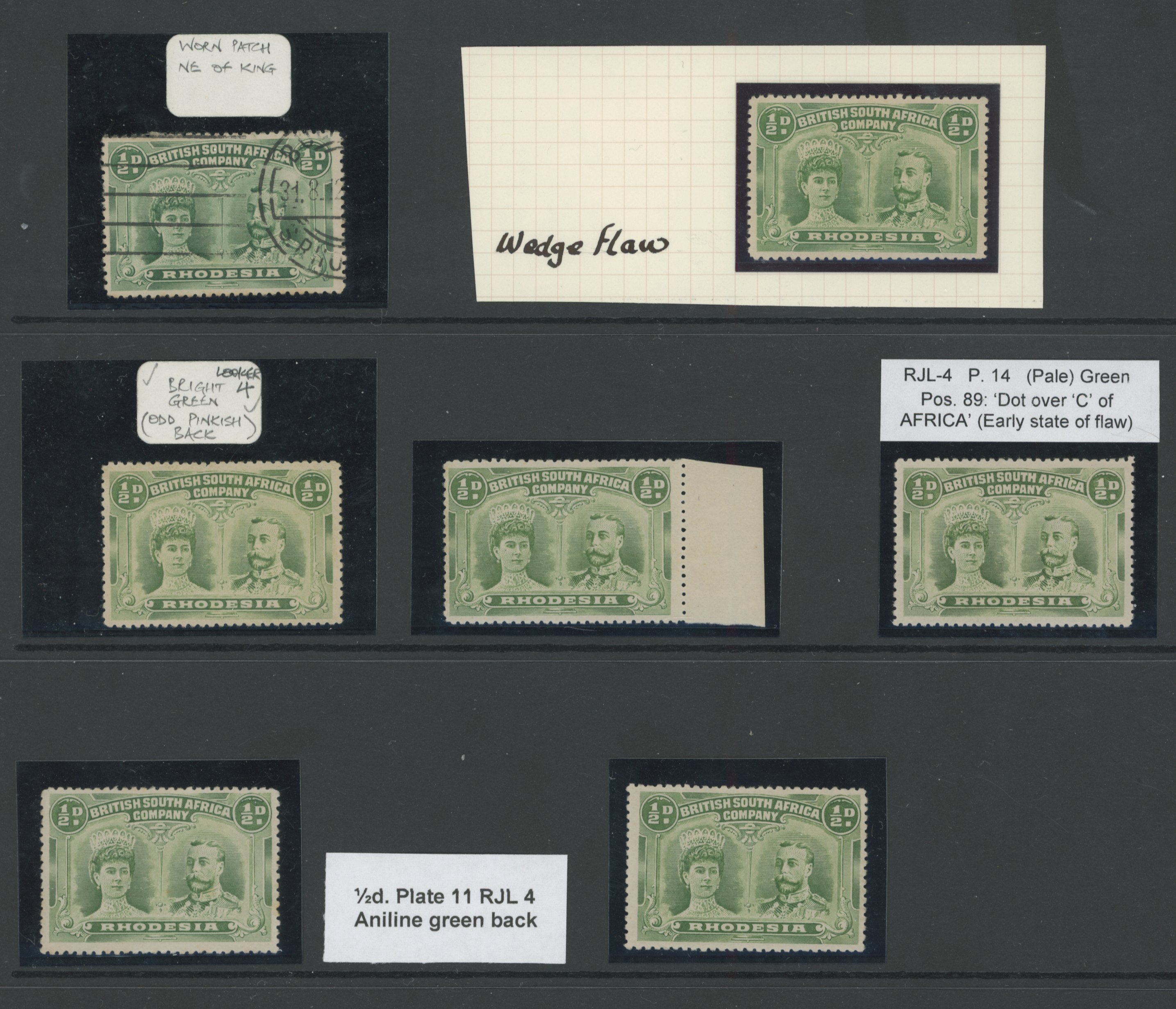 † ½d pale green RJL 4 group 