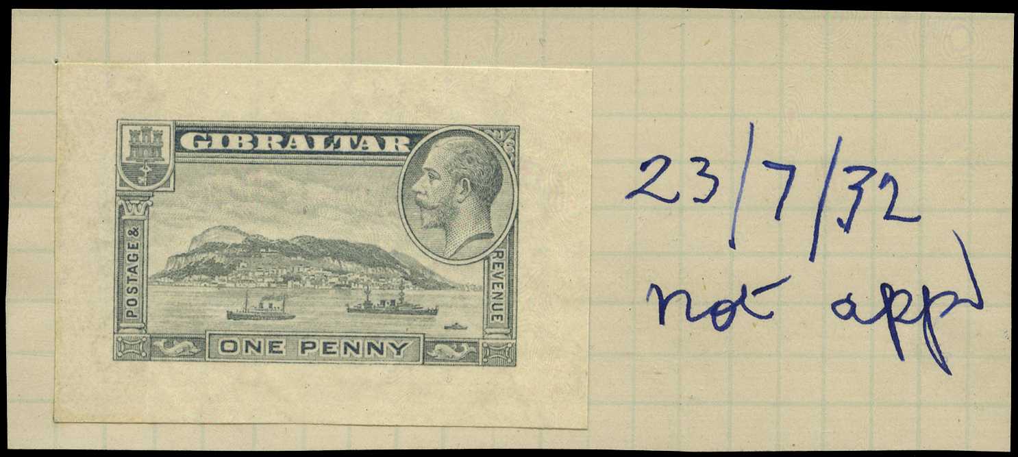 1931-33 "Rock" 1d die proof in pale grey...