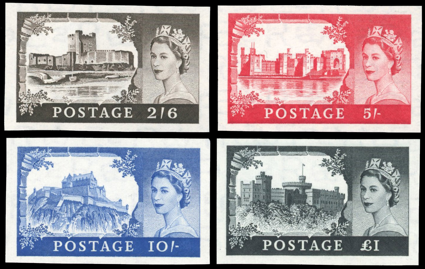 GB SG 536-539a 1958 DLR Castles imprimaturs