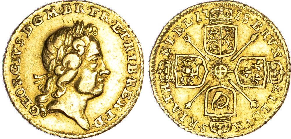 George I (1714-1727), AV Quarter Guinea, 1718.