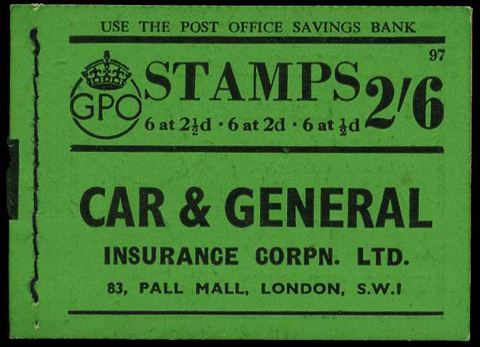 1942 (March) 2/6d booklet (#97), ½d pane...
