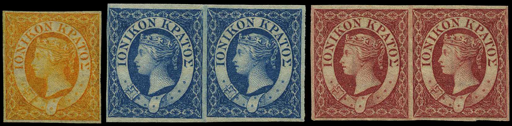 1859 set of three to (2d) carmine with 1d and...
