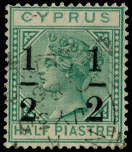 1886 "½" on ½pi emerald-green, wmk CA, type...