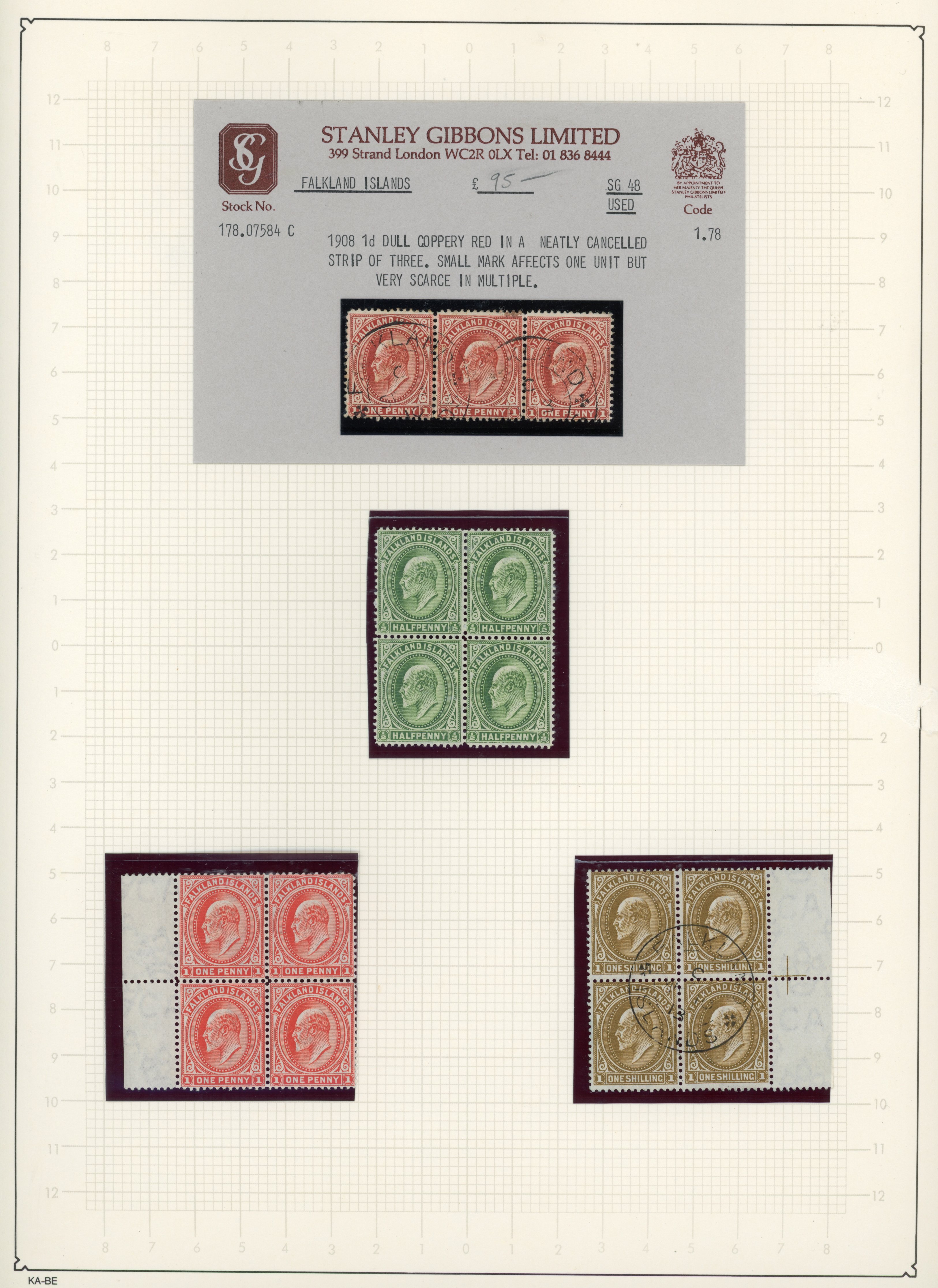 Falkland Islands SG 43/50 1904-12 mint and used