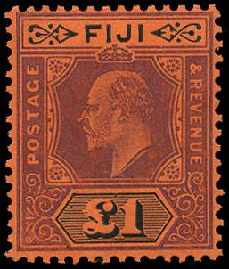 FIJI SG 124 1906-12 £1 PURPLE AND BLACK O.G.