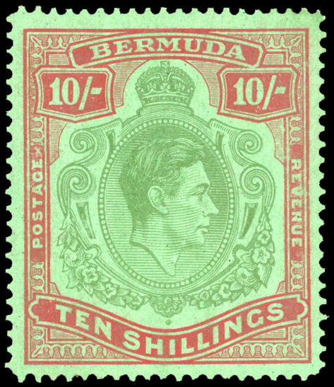 1938-53 10s, line perf 14¼, yellow-green and carmine/green unmounted og